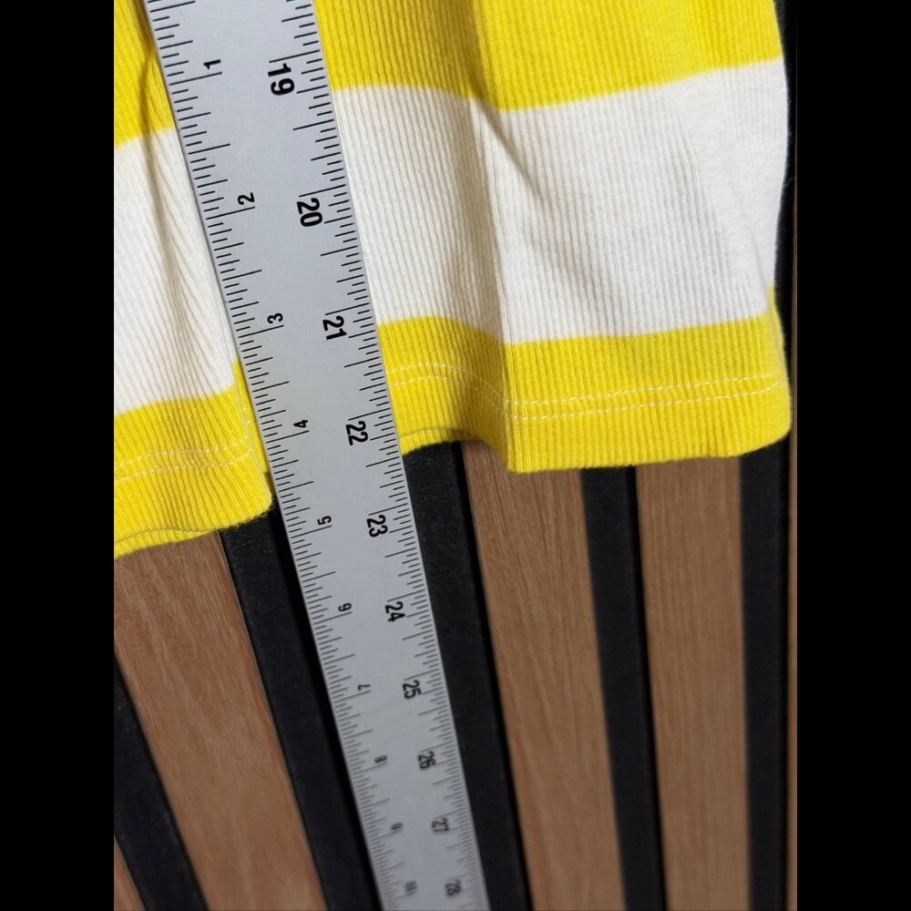 Lauren Ralph Lauren Top Small Womens Yellow Striped Perforated Shoulder Ribbed - Picture 5 of 7